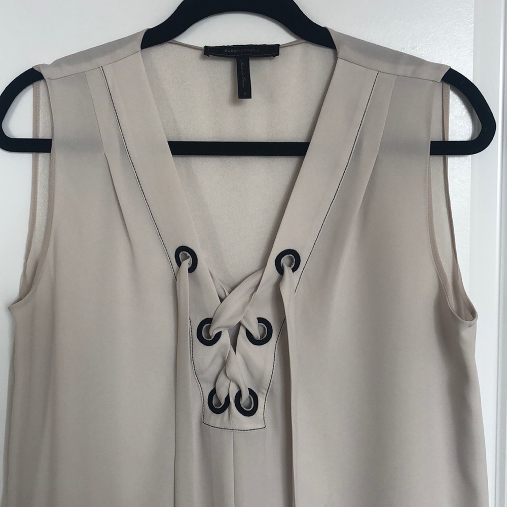 BCBGMAXAZRIA Lace Up Sleeveless Blouse